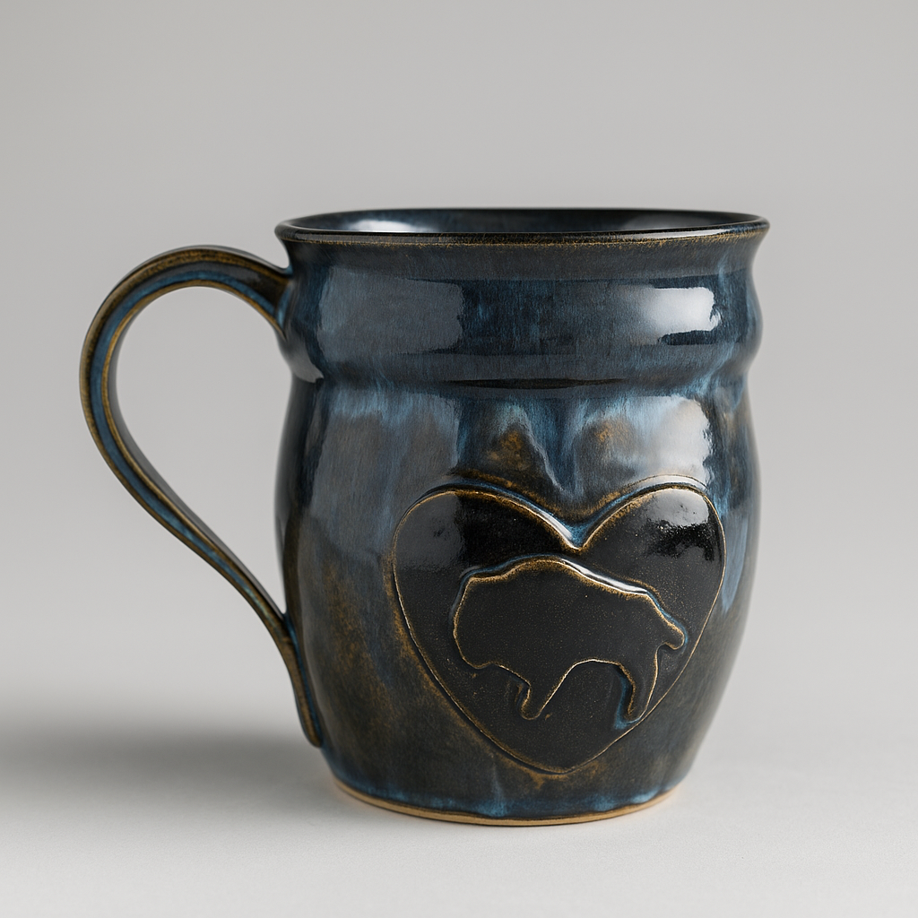 Blue-Brown BuffoMug with Buffalo inside a Heart