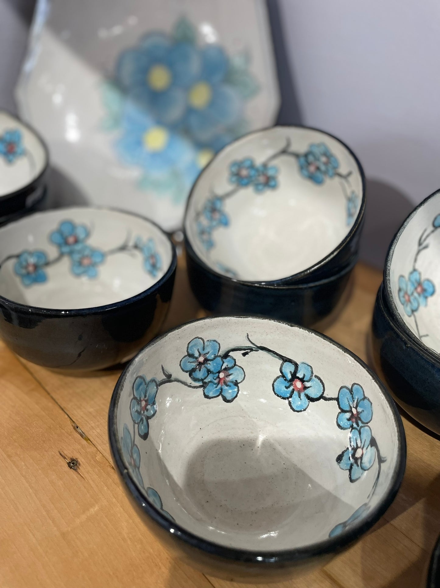Hand Painted Blossom Noodle Bowls