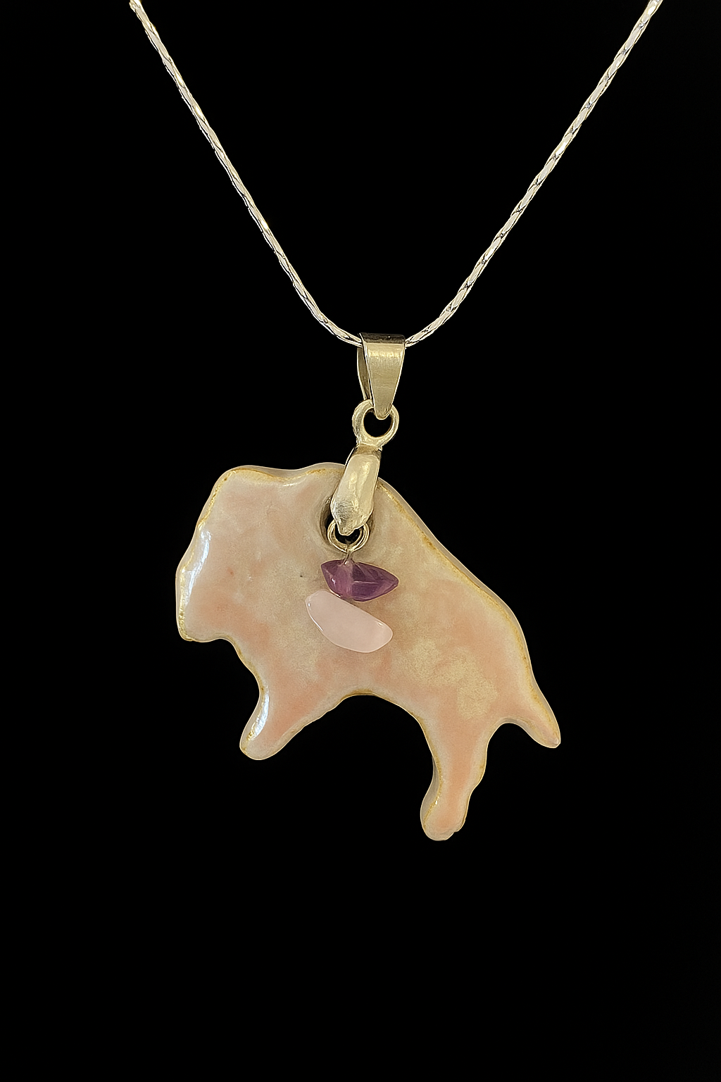Ceramic Pink Buffalo Necklace Charm