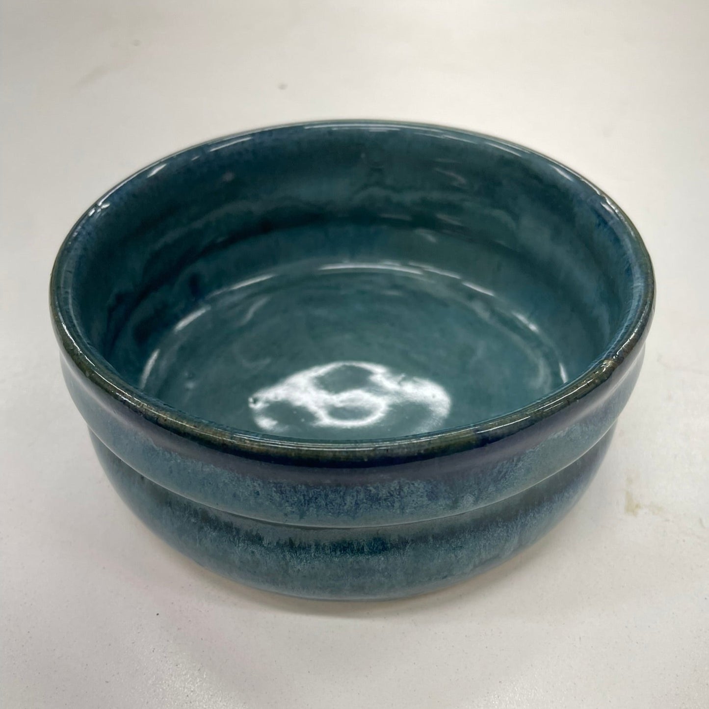 Teal and Blue drip glaze on cereal crock 