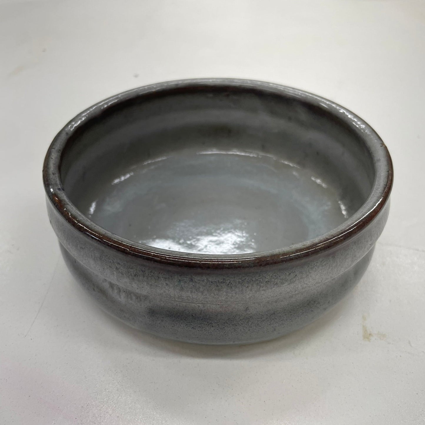 White and brown cereal crock 