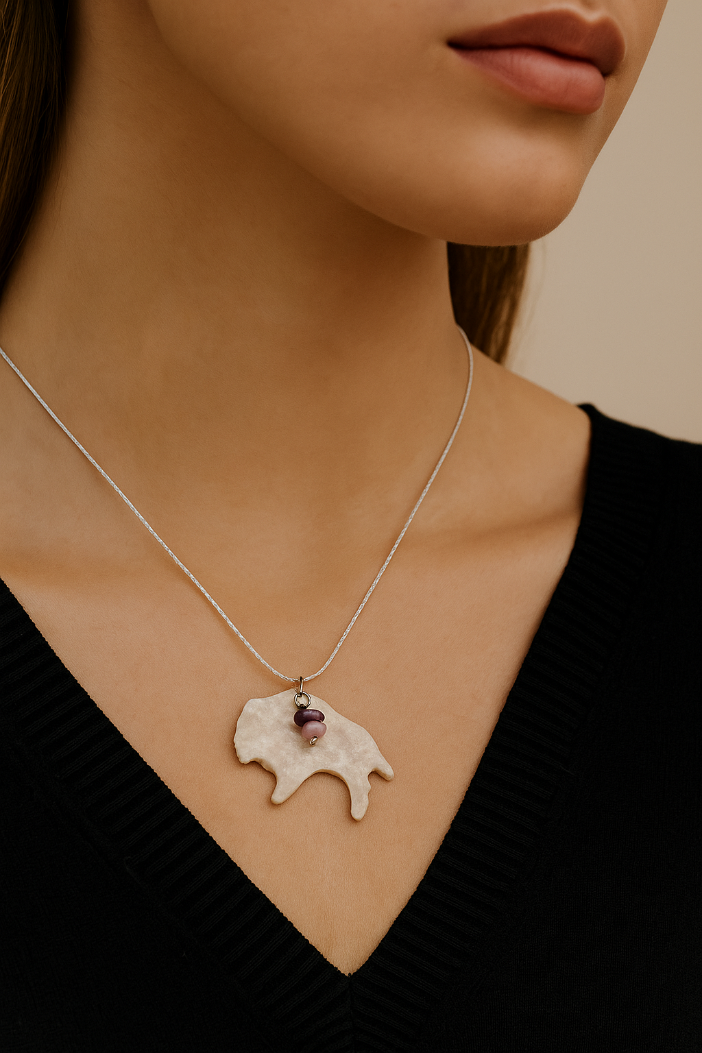 Ceramic Pink Buffalo Necklace Charm